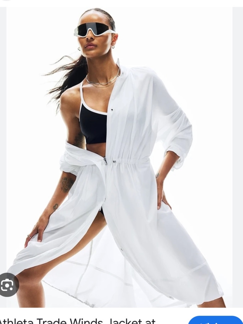 Athleta Trade Winds Jacket - white maxi long hooded light art small s
